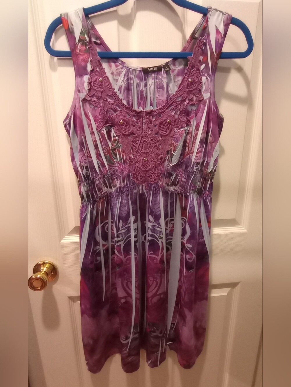 Apt. 9 Purple Floral Crochet Yoke Tank Dress